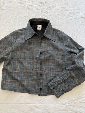 Cabi Blueprint Shacket #4711 Plaid Cropped Button Up Shirt Jacket [S]